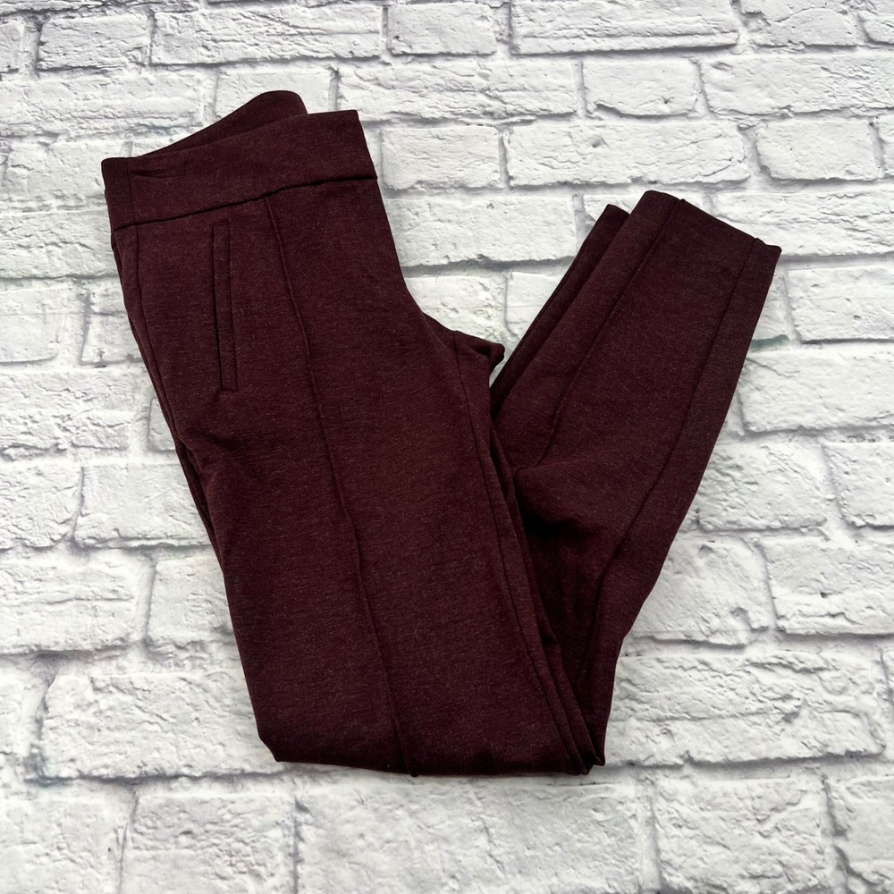 Ann Taylor Loft 2 Purple Grape Pants Ponte Skinny Leggings 4 Pocket Zipper Pants